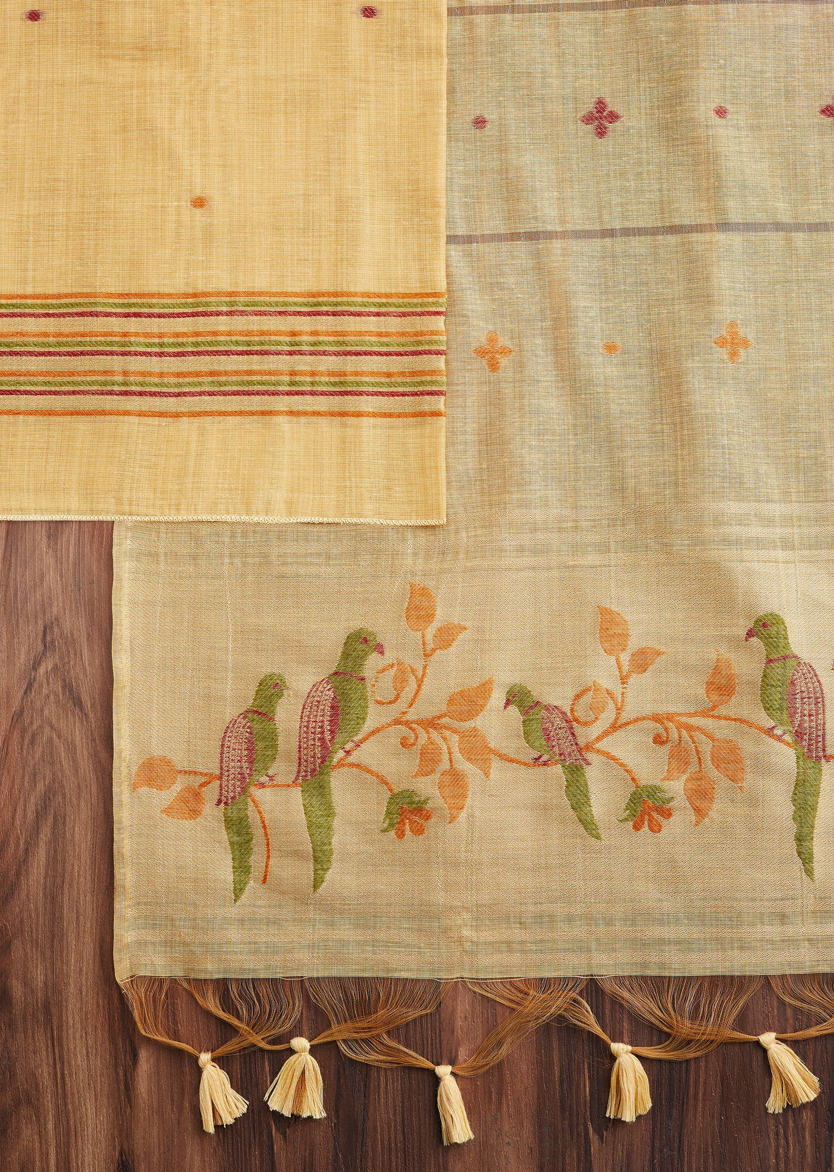 Yellow Linen Embroidered Unstitched Suit