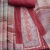 Maroon Dola Silk Printed Unstitched Suit