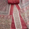 Maroon Printed Dola Silk Unstitched Suit