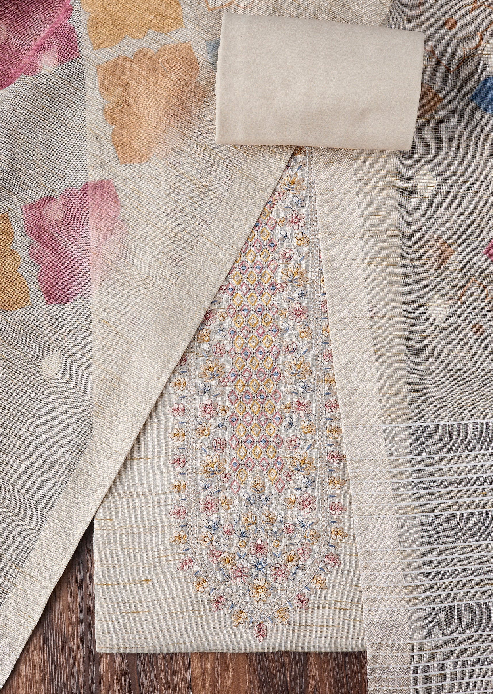 8161-beige-linen-printed-unstitched-suit-1.jpg Beige Linen Printed Unstitched Suit