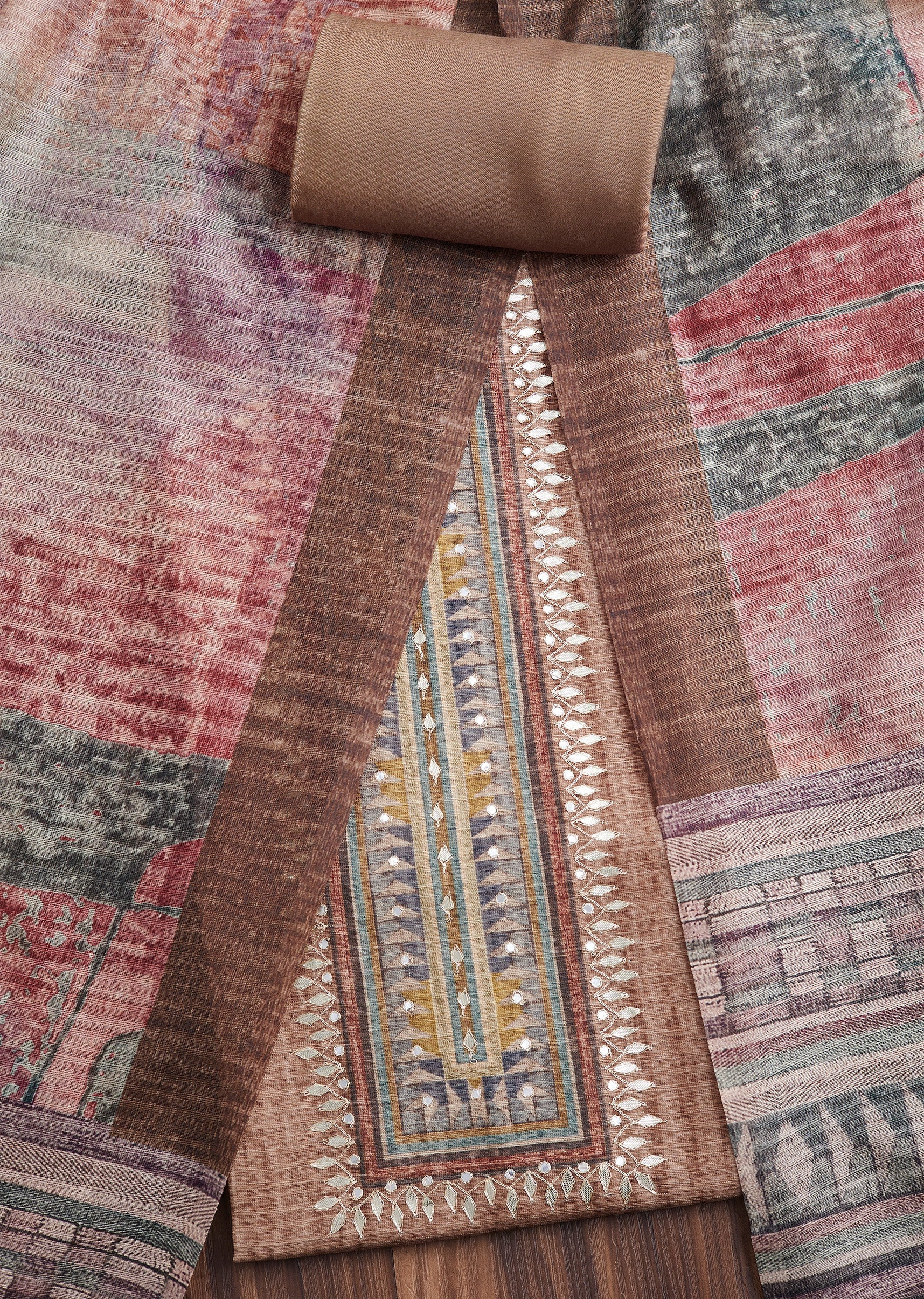 8162-brown-dola-silk-printed-unstitched-suit-1.jpg Brown Dola Silk Printed Unstitched Suit
