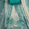 Aqua Blue Linen Unstitched Suit