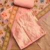 Peach Chanderi With Multi Colour Printed Unstitched Suit Set