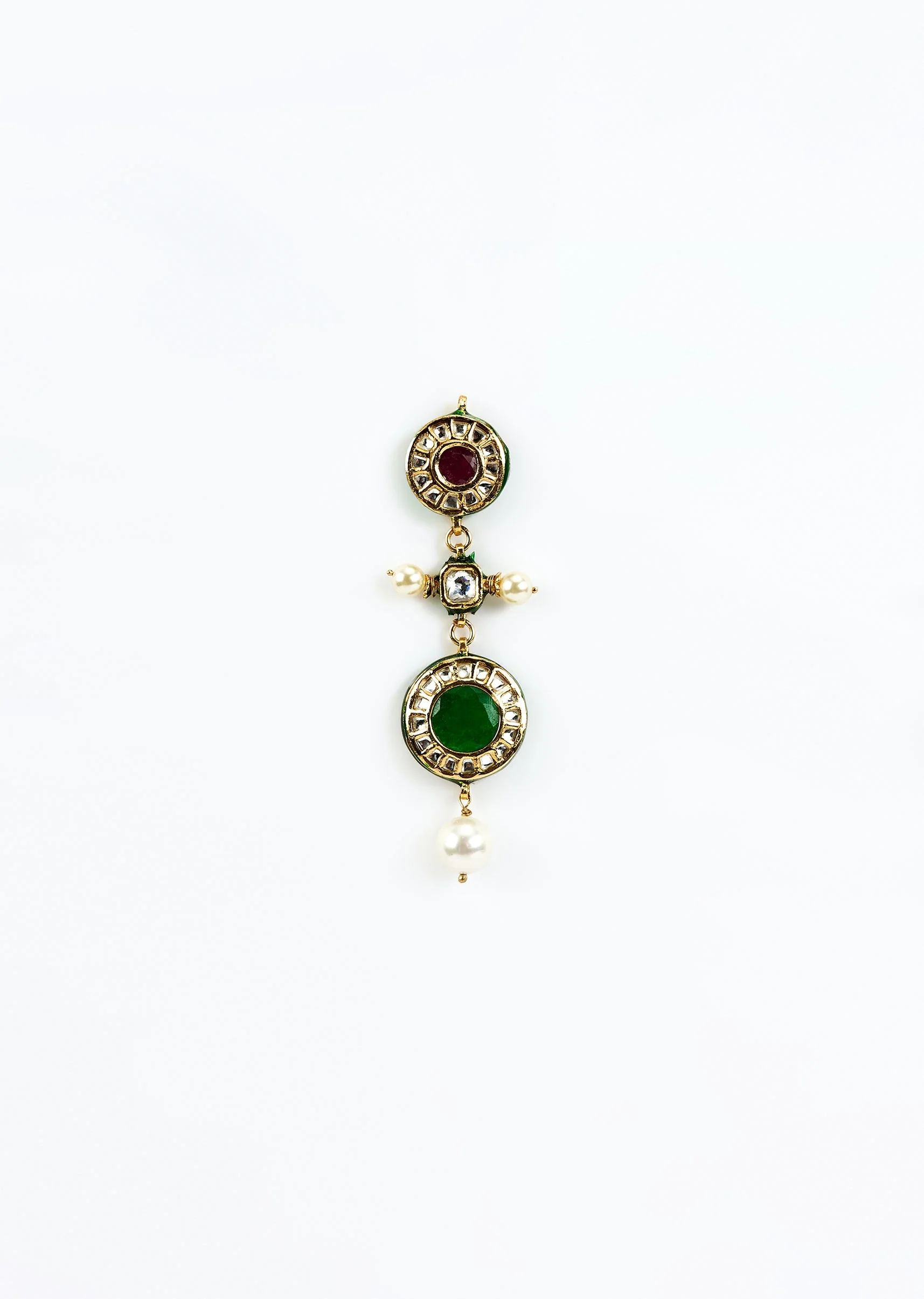 Gold Plated Multicolored Kundan Polki Short Necklace Set With Earrings