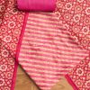 Rani Pink Chanderi Printed Unstitched Suit Set