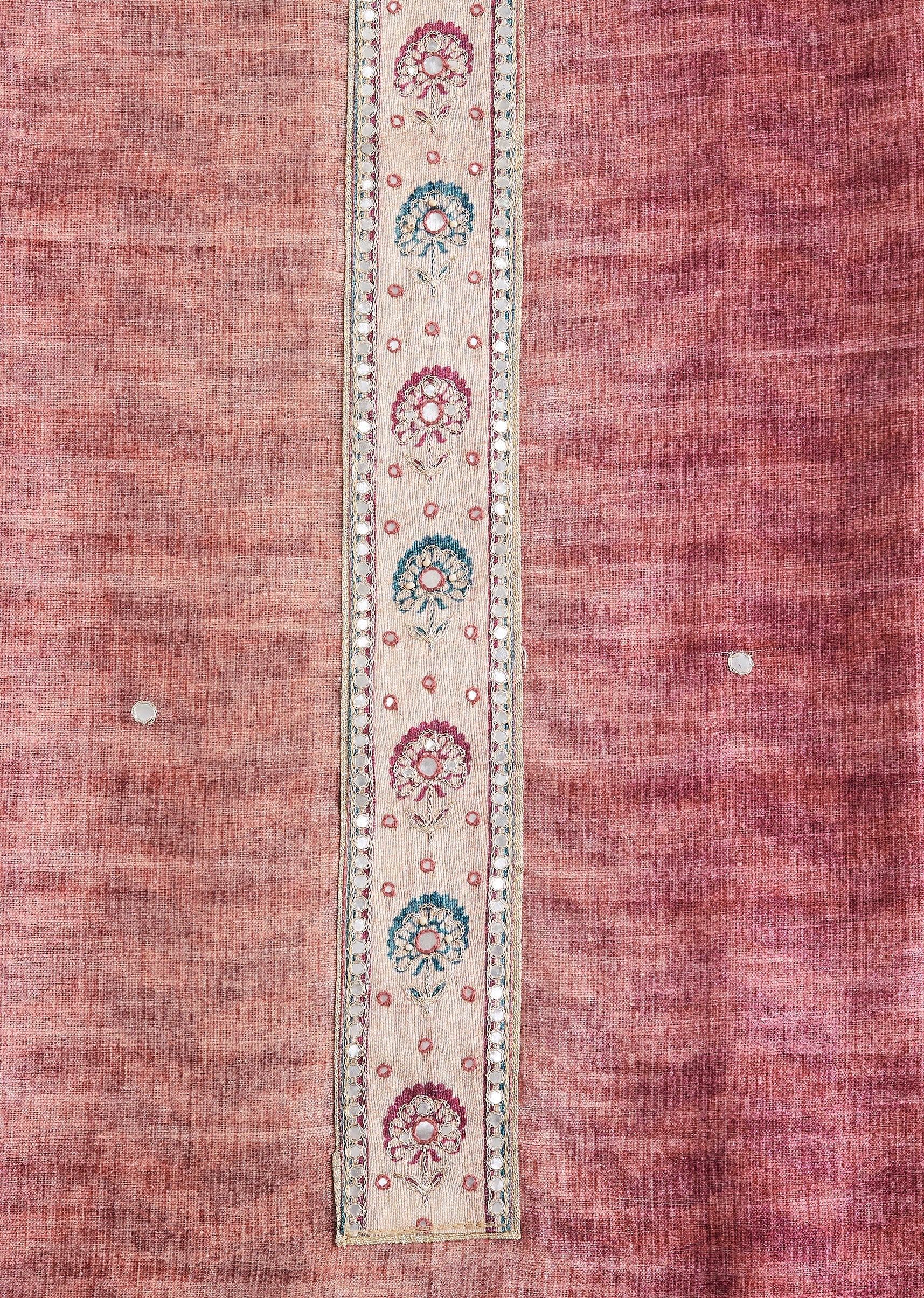 Rose Pink Dola Silk Printed Unstitched Suit Set