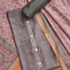 Grey Dola Silk Unstitched Suit Set
