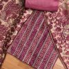 Pink Chanderi Printed Unstitched Suit Set