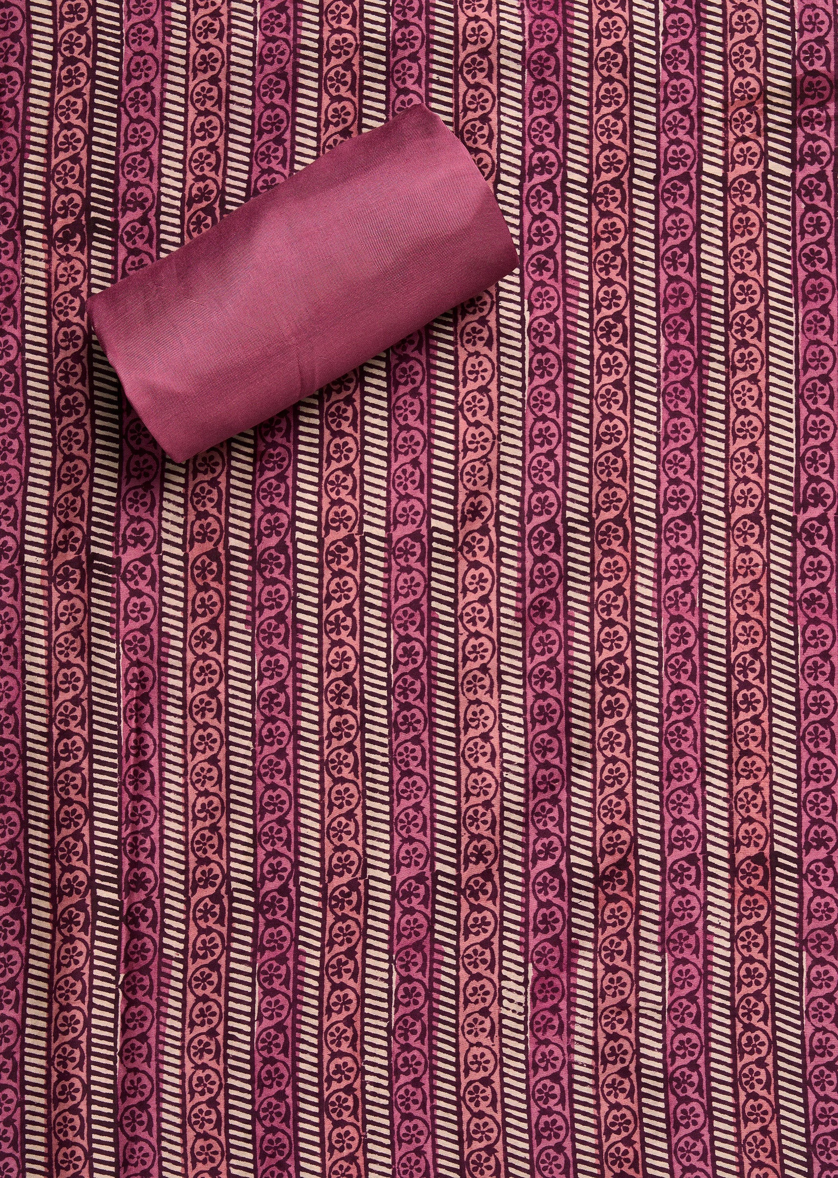 Pink Chanderi Printed Unstitched Suit Set