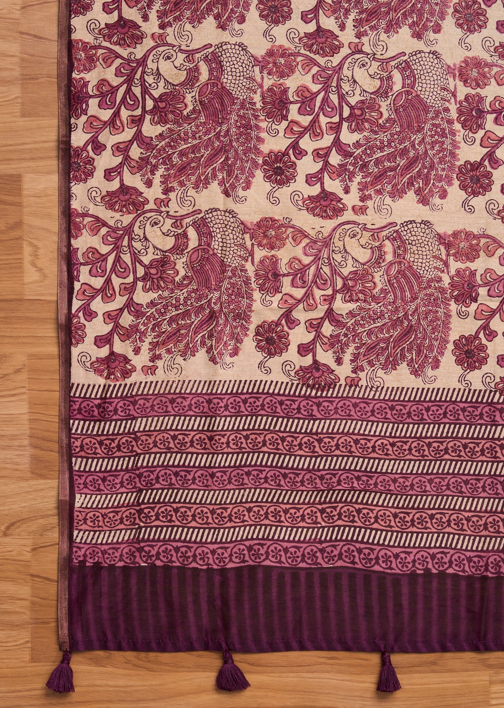 Pink Chanderi Printed Unstitched Suit Set