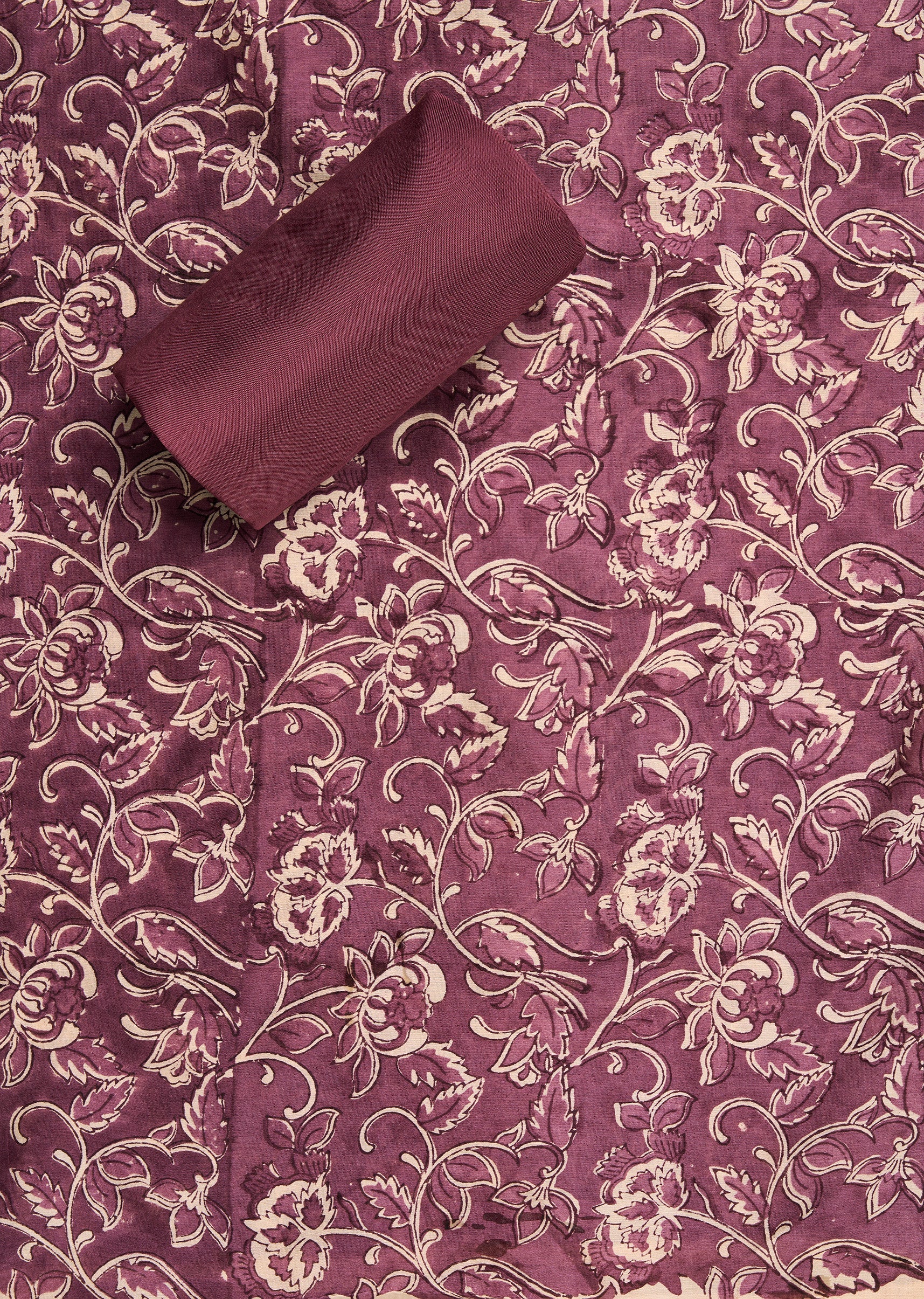 Purple Chanderi Printed Unstitched Suit Set