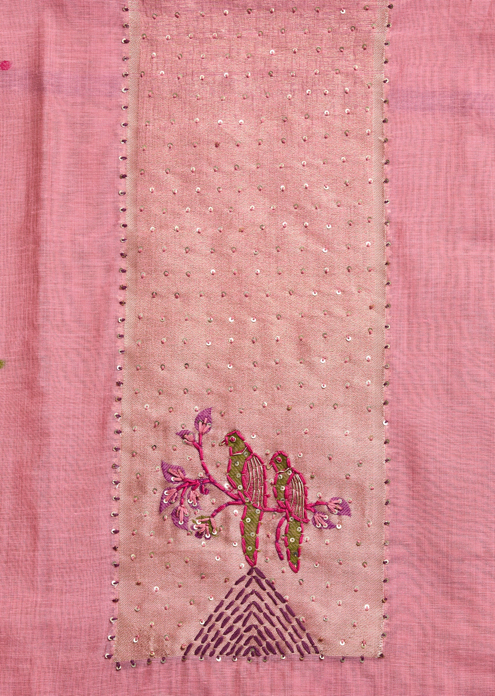 Pink Linen Unstitched Suit Set