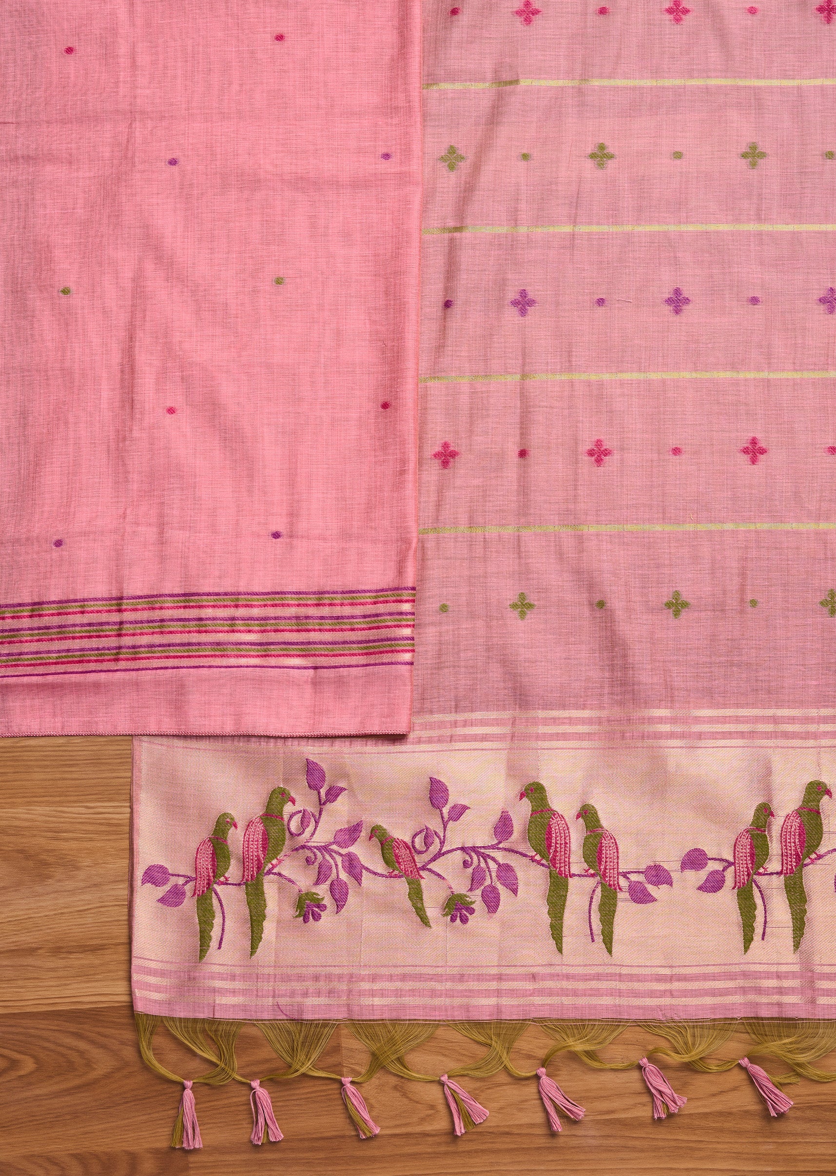 Pink Linen Unstitched Suit Set