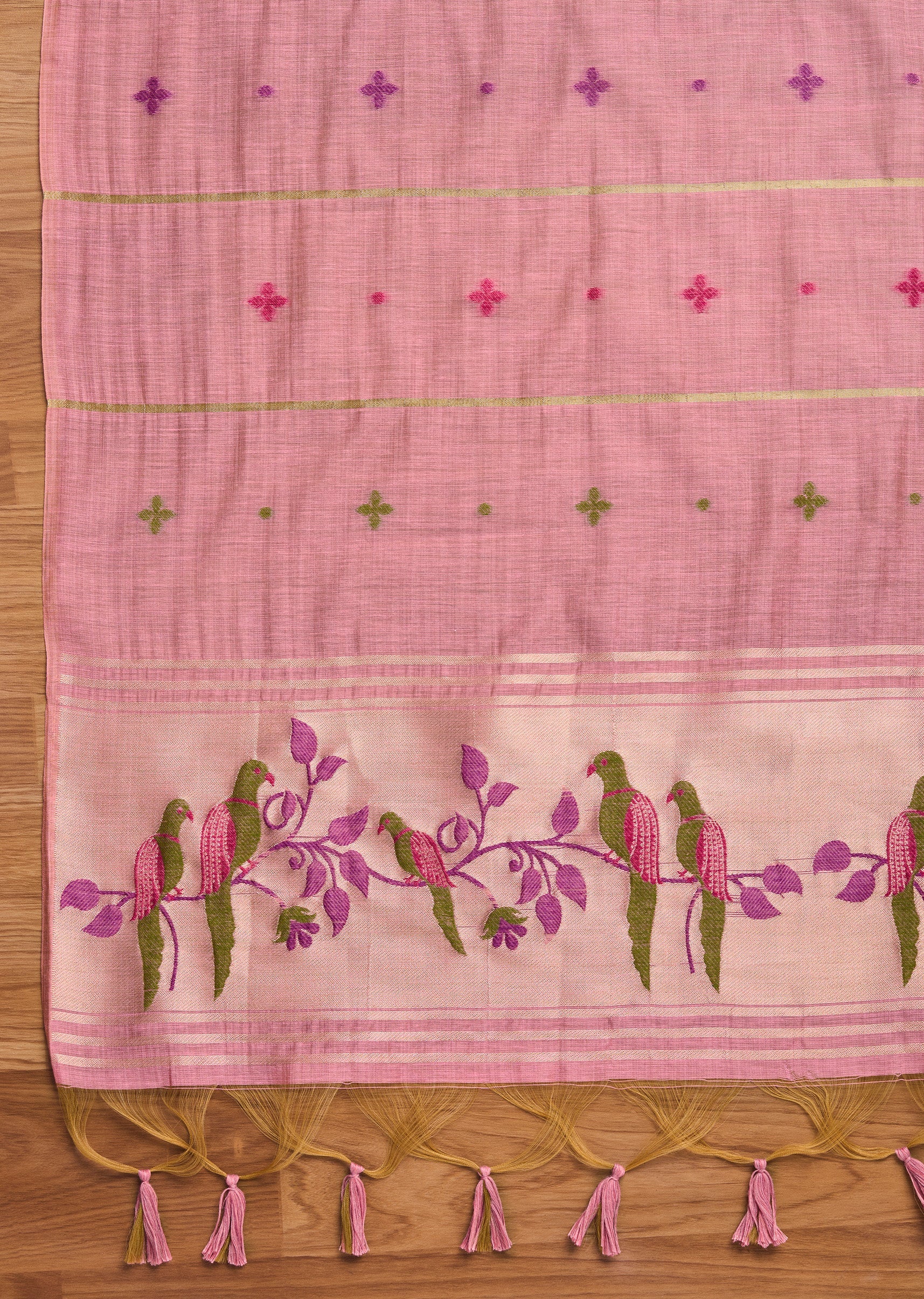 Pink Linen Unstitched Suit Set
