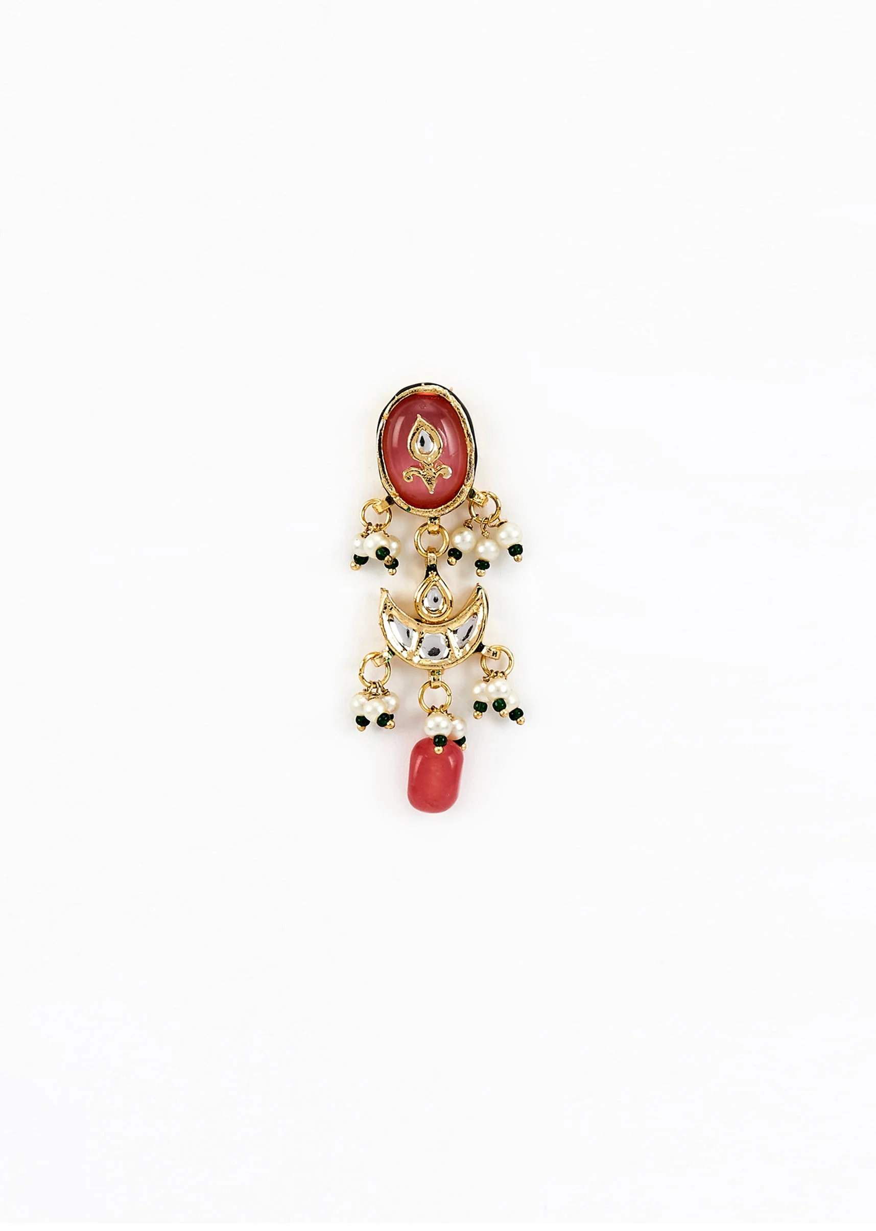 Gold Plated Deep Pink Choker Necklace Set With Earrings