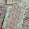 Mint Green Chanderi Unstitched Suit With Printed Dupatta