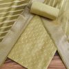 Green Chanderi Unstitched Suit With Dupatta