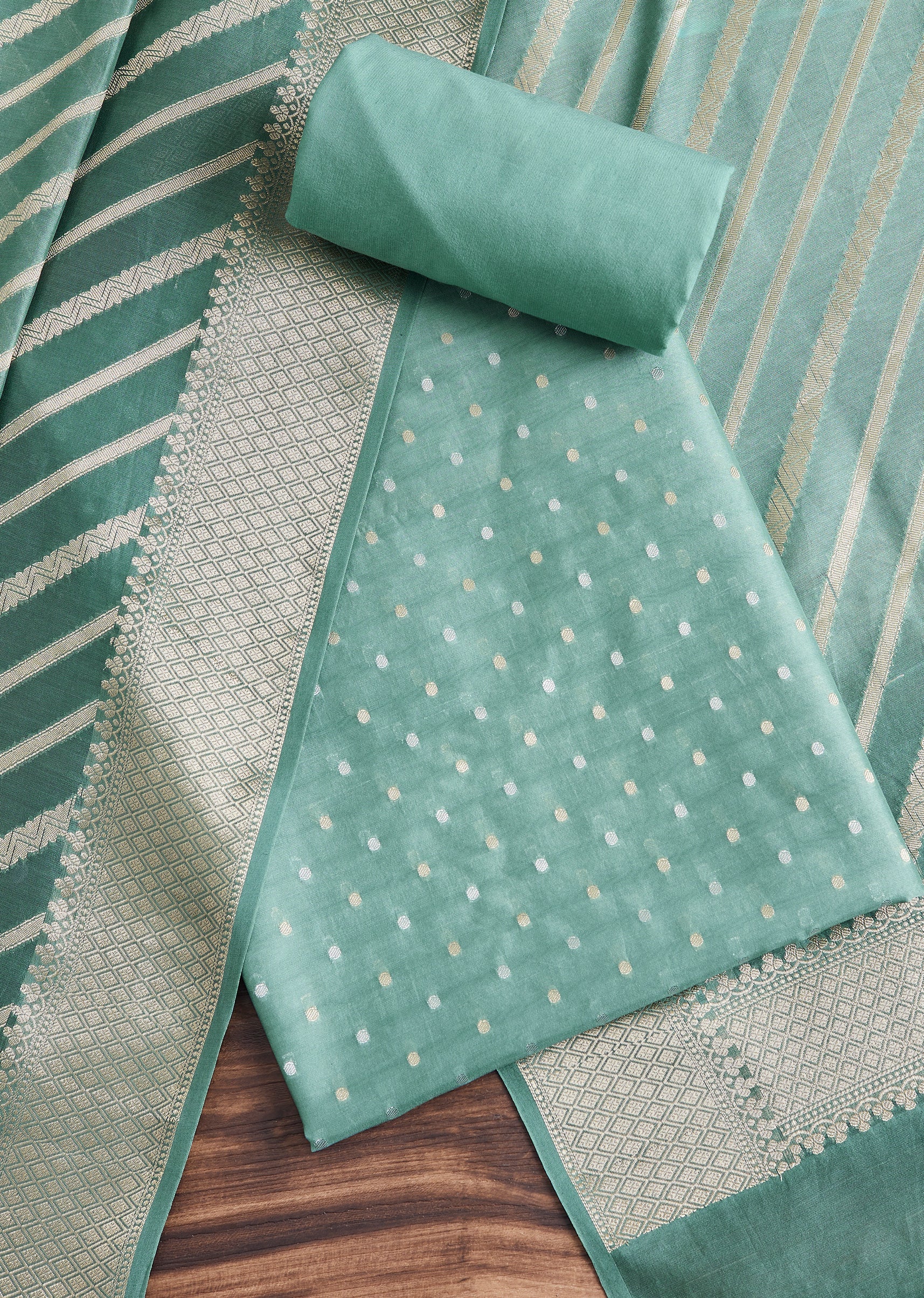 8182-sky-blue-chanderi-unstitched-suit-with-dupatta-1.jpg Sky Blue Chanderi Unstitched Suit With Dupatta