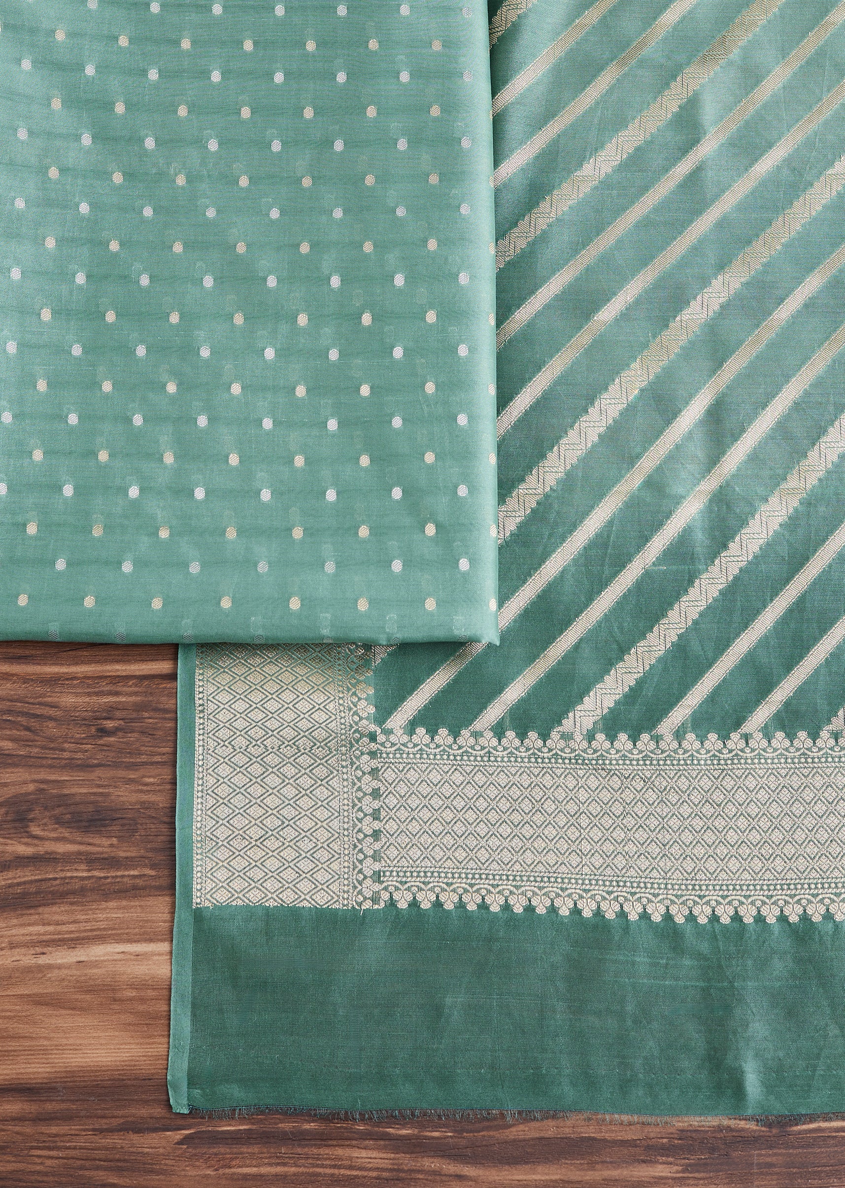 Sky Blue Chanderi Unstitched Suit With Dupatta