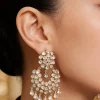 Gold Plated Pearl And Stone Chandelier Earrings