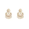 Gold Plated Pearl And Stone Chandelier Earrings