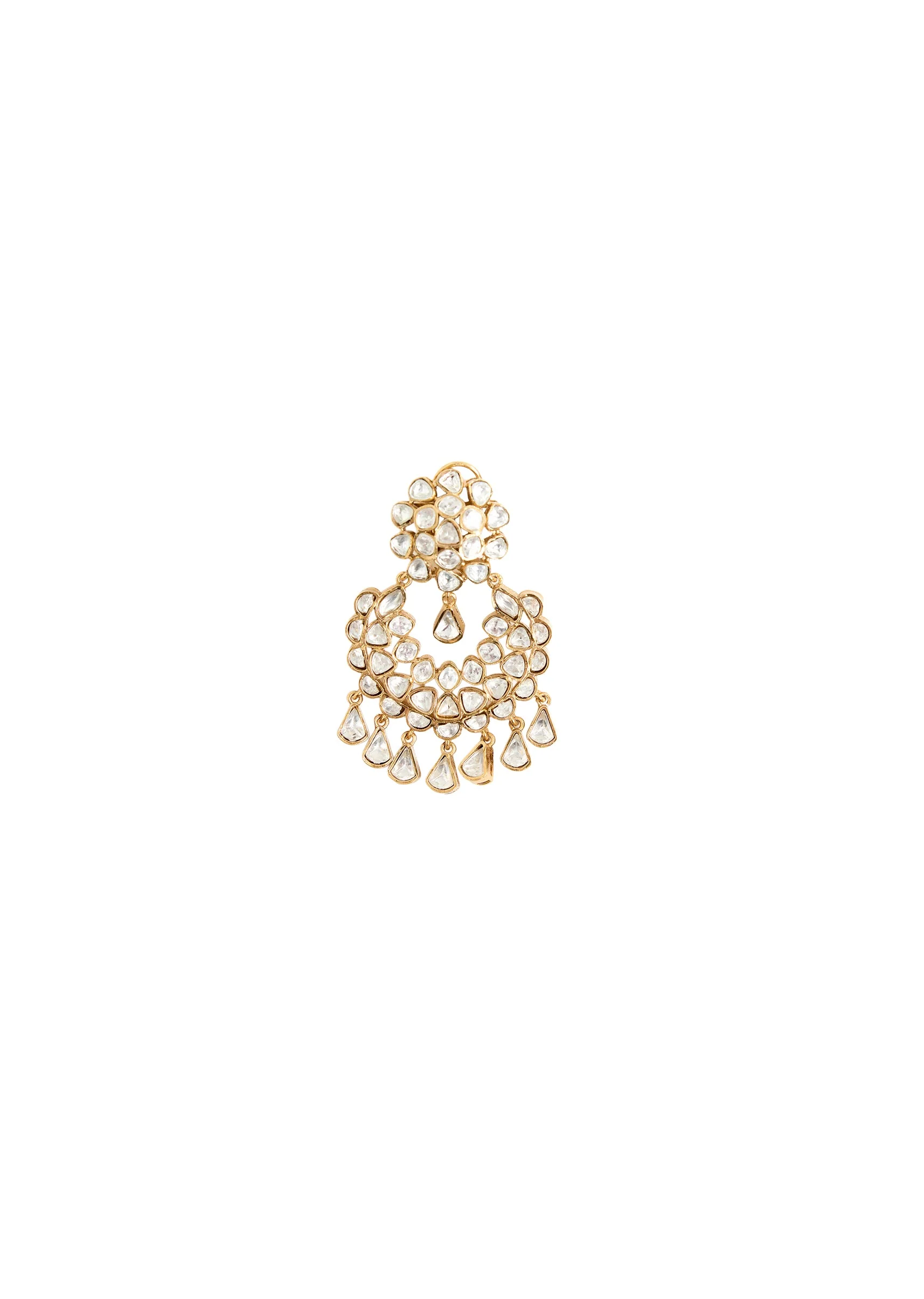 Gold Plated Pearl And Stone Chandelier Earrings