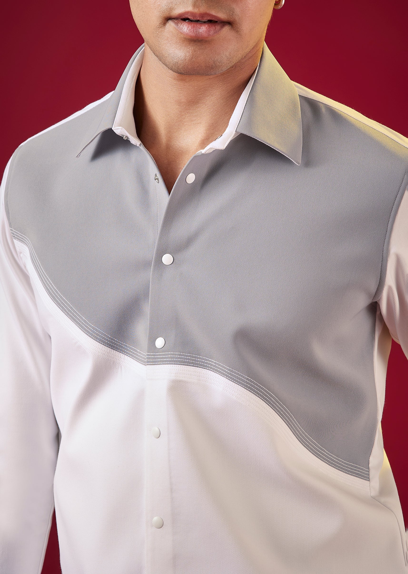 White Viscose Button Front Mens Shirt