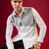 White Viscose Button Front Mens Shirt