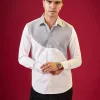 White Viscose Button Front Mens Shirt