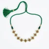 Gold Plated Green And Pink Kundan Polki Choker Necklace Set With 2 Earrings