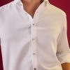 White Mens Solid Viscose Button Front Shirt