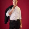 White Mens Solid Viscose Button Front Shirt
