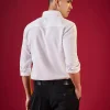 White Mens Solid Viscose Button Front Shirt