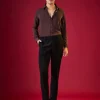 Wine Viscose Button Front Mens Shirt
