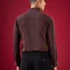 Wine Viscose Button Front Mens Shirt