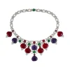 Silver Plated Multicolored Contemporary Short Necklace Set
