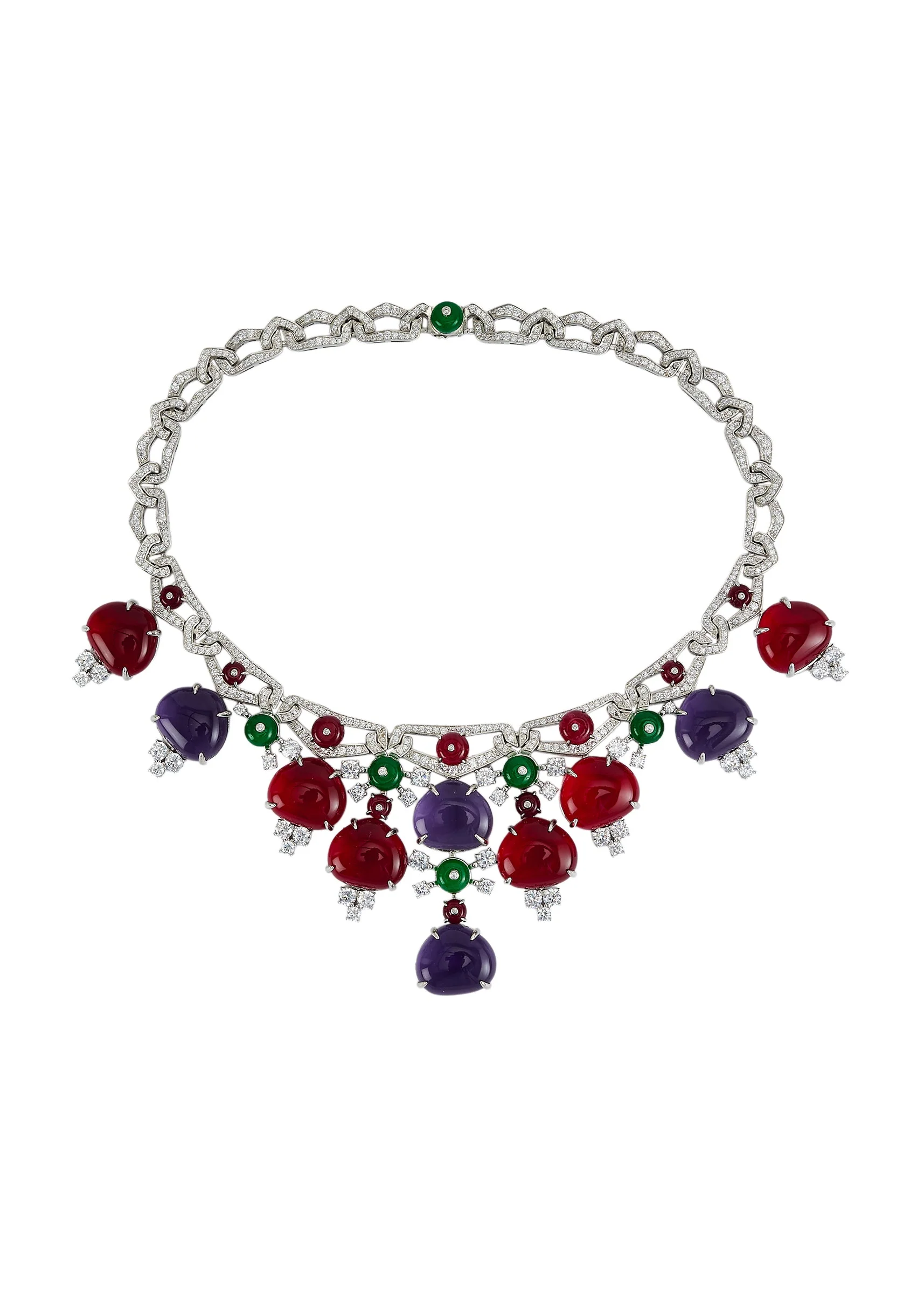 Silver Plated Multicolored Contemporary Short Necklace Set