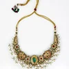 Gold Plated Green Kundan Polki Choker Necklace Set With Earrings