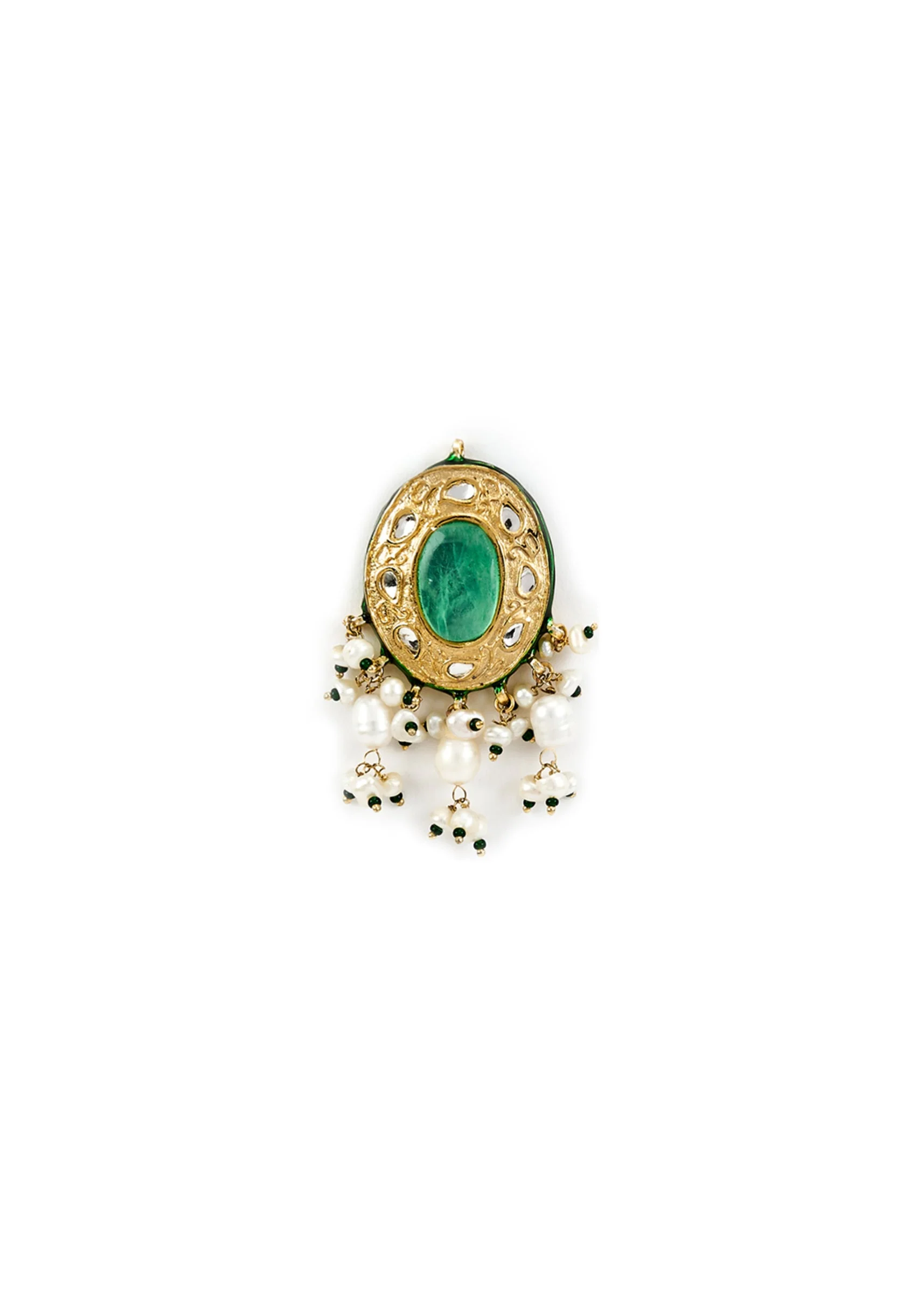 Gold Plated Green Kundan Polki Choker Necklace Set With Earrings