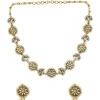 Gold Plated White Kundan Polki Choker Necklace With Earrings Set