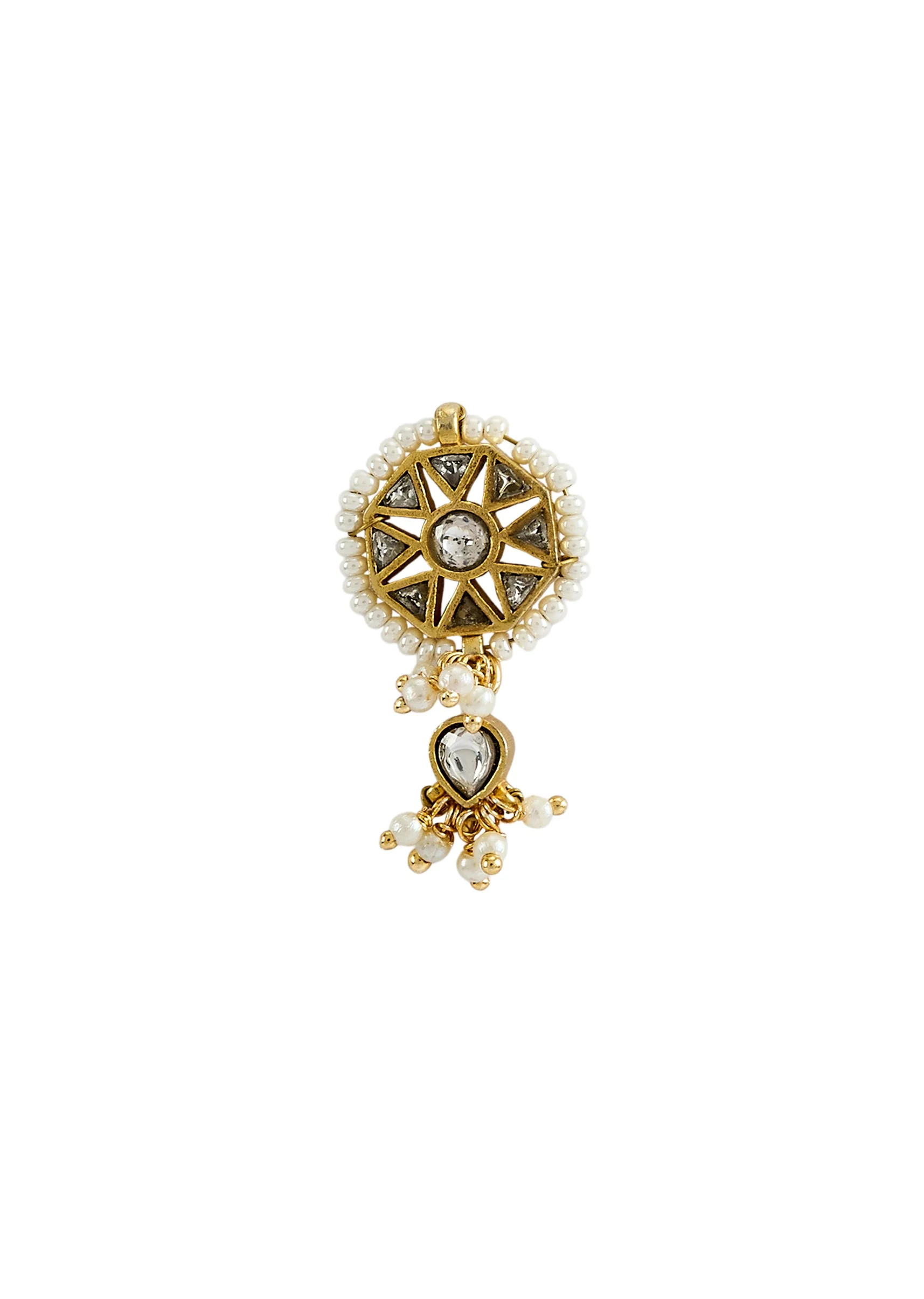 Gold Plated White Kundan Polki Choker Necklace With Earrings Set