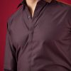 Purple Cotton Solid Button Front Mens Shirt
