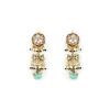 Gold Plated Floral Motif Mint Green Beaded Necklace Set