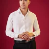 White Solid Viscose Button Front Mens Shirt