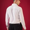 White Solid Viscose Button Front Mens Shirt