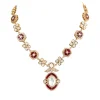 Gold Toned Polki Necklace Set With Matching Studs