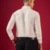 Cream Mens Solid Viscose Button Front Shirt
