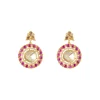 Gold Plated Pink Synthetic Stone Necklace Set With Earrings