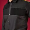 Grey Patchwork Embellished Mens Shirt