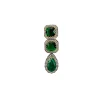 Green Stone Dangler Earrings Framed With Crystals